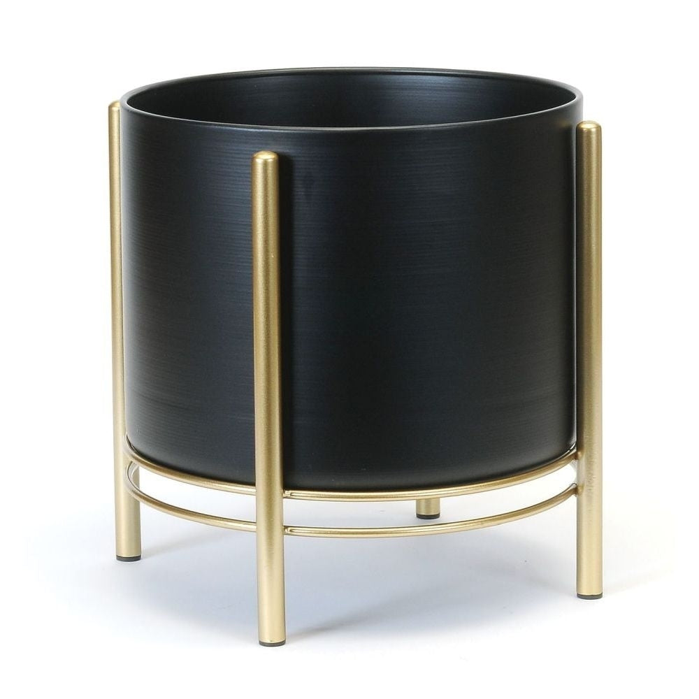 Black Pot with Gold Stand - 10"